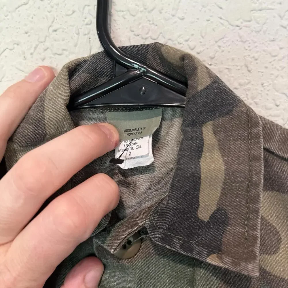 Vintage 90s RARE Green Woodland Camo Tru-Spec Military Jacket Size Kids 2T‎
